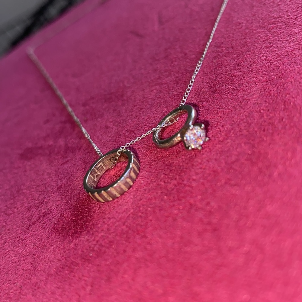 Tiny Sterling Engagement/ Wedding Set Necklace Vi… - image 7